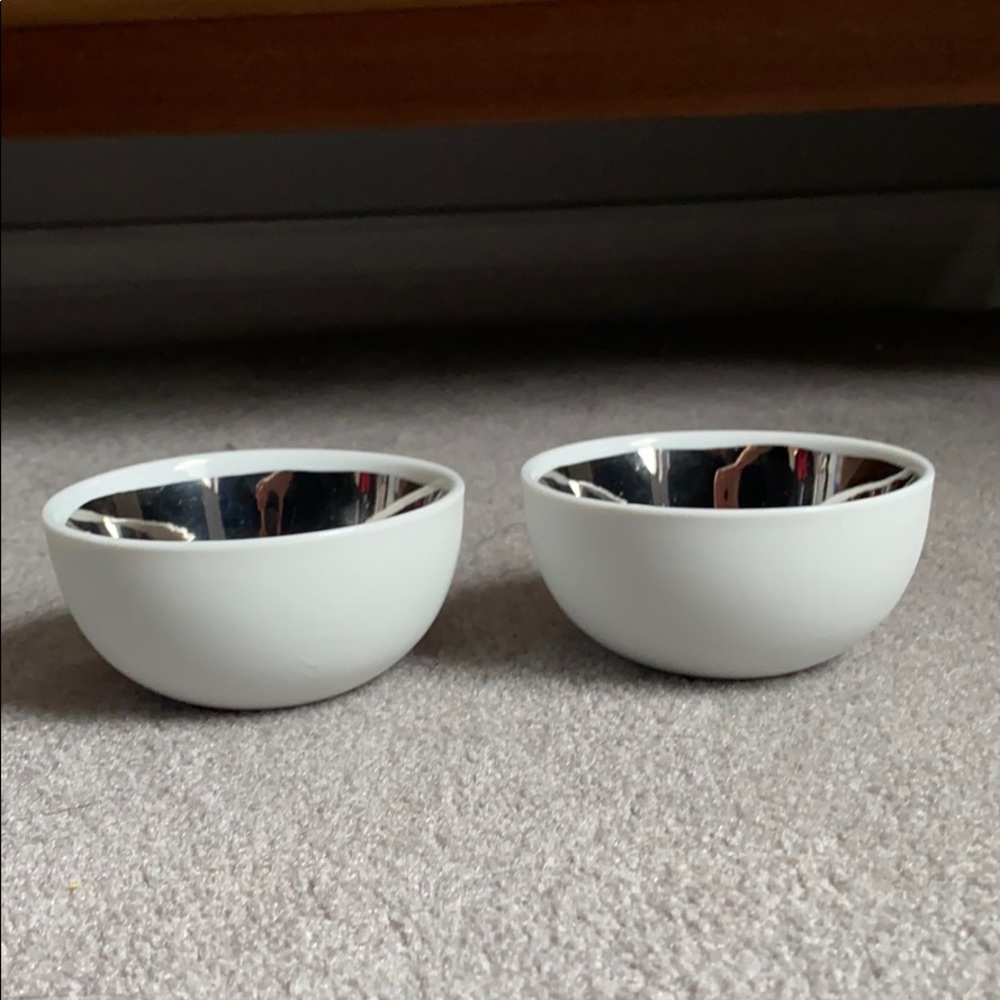 Pair of Dauville Porcelain Platinum Glazed Bowls